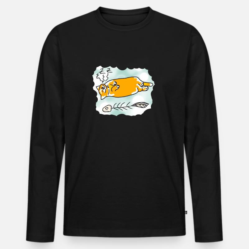 Glückliche Katze - Männer Premium Bio Langarmshirt - Schwarz