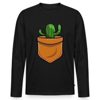 Cactus arbuste Cactus piquant jardinier de jardin - T-shirt manches longues Premium bio Homme - noir - Devant - Nico (187cm)