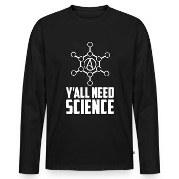Athéiste Anti Relégion Athéisme Agnostique - T-shirt manches longues Premium bio Homme - noir - Devant - Nico (187cm)