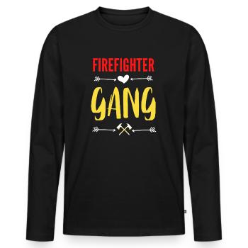 Firefighter Gang - Men's Premium Organic Long Sleeve Shirt - black - Front - Nico (187cm)