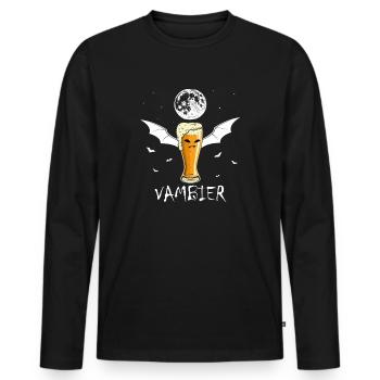 VAMBIER eine Kreuzung aus Vampir & Bier Halloween - Männer Premium Bio Langarmshirt - Schwarz - Vorne - Nico (187cm)