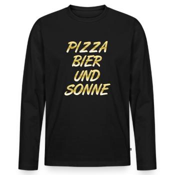 Pizza - Männer Premium Bio Langarmshirt - Schwarz - Vorne - Nico (187cm)