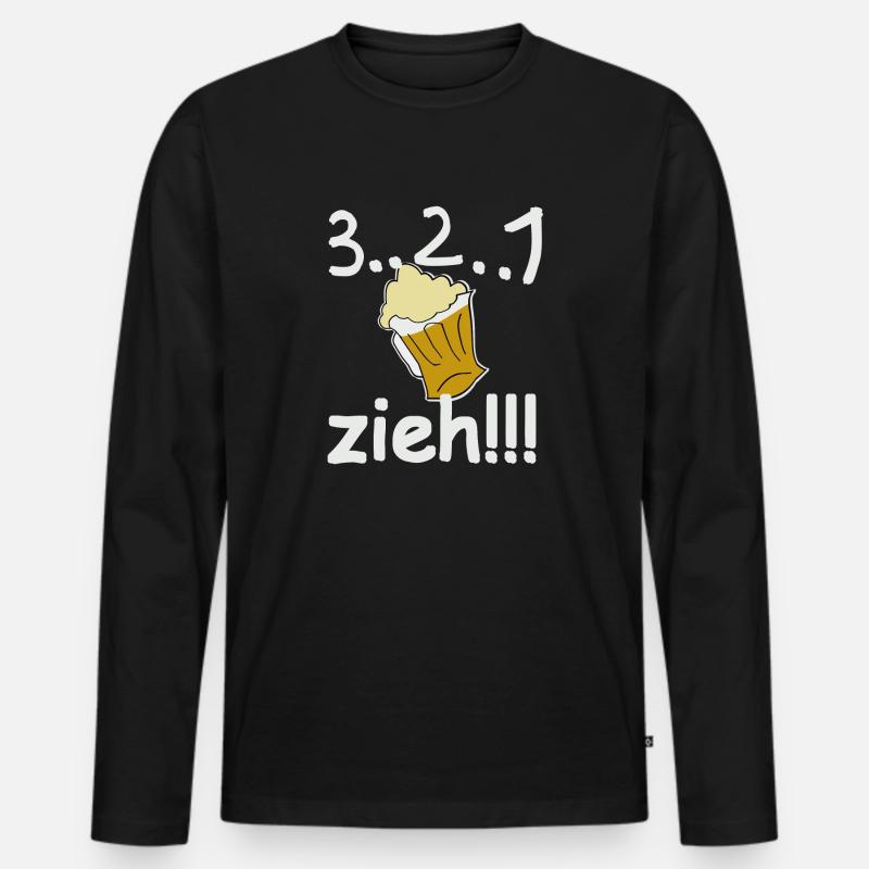 3, 2, 1, zieh!!! Bier. - Männer Premium Bio Langarmshirt - Schwarz
