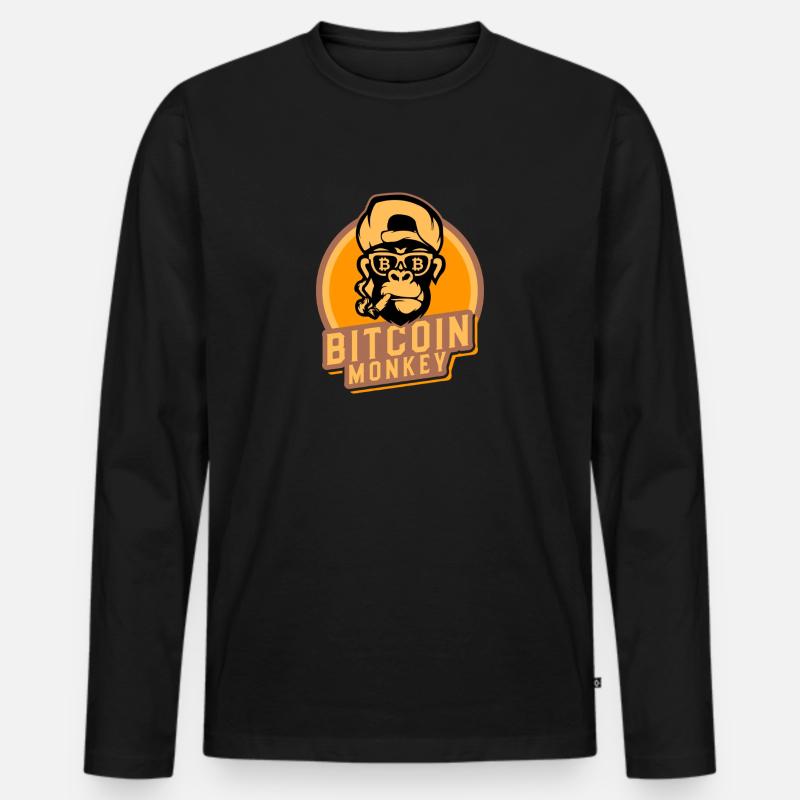 bitcoin monkey - Männer Premium Bio Langarmshirt - Schwarz
