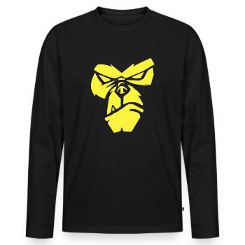 Poker Face | Gorille, Singe, Animaux, Bien-être animal - T-shirt manches longues Premium bio Homme - noir - Devant - Nico (187cm)