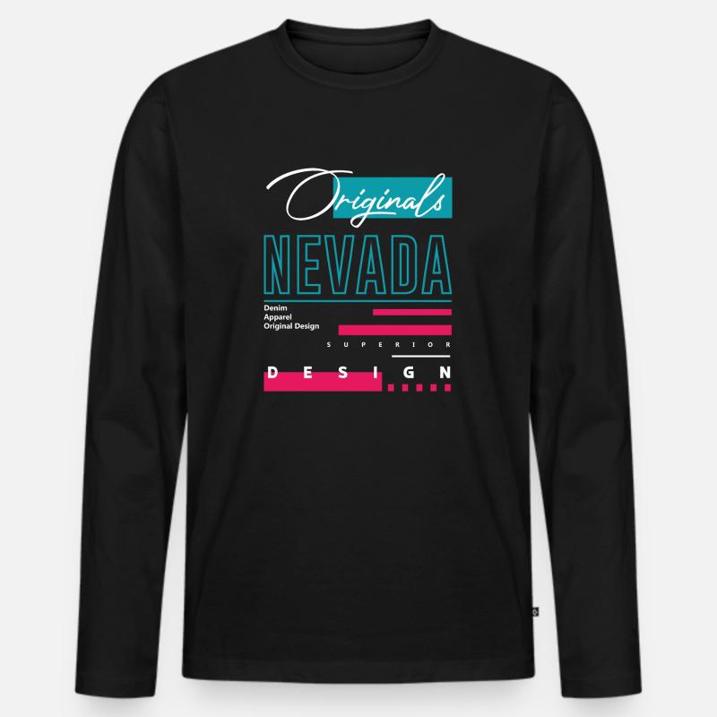 Nevada - Männer Premium Bio Langarmshirt - Schwarz