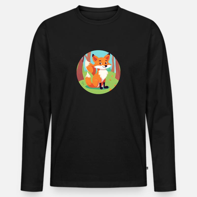 Fuchs im Herbstwald - Männer Premium Bio Langarmshirt - Schwarz