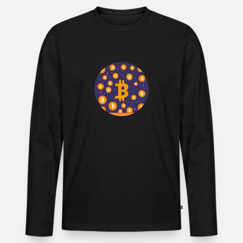 Bitcoin Kosmos - Männer Premium Bio Langarmshirt - Schwarz
