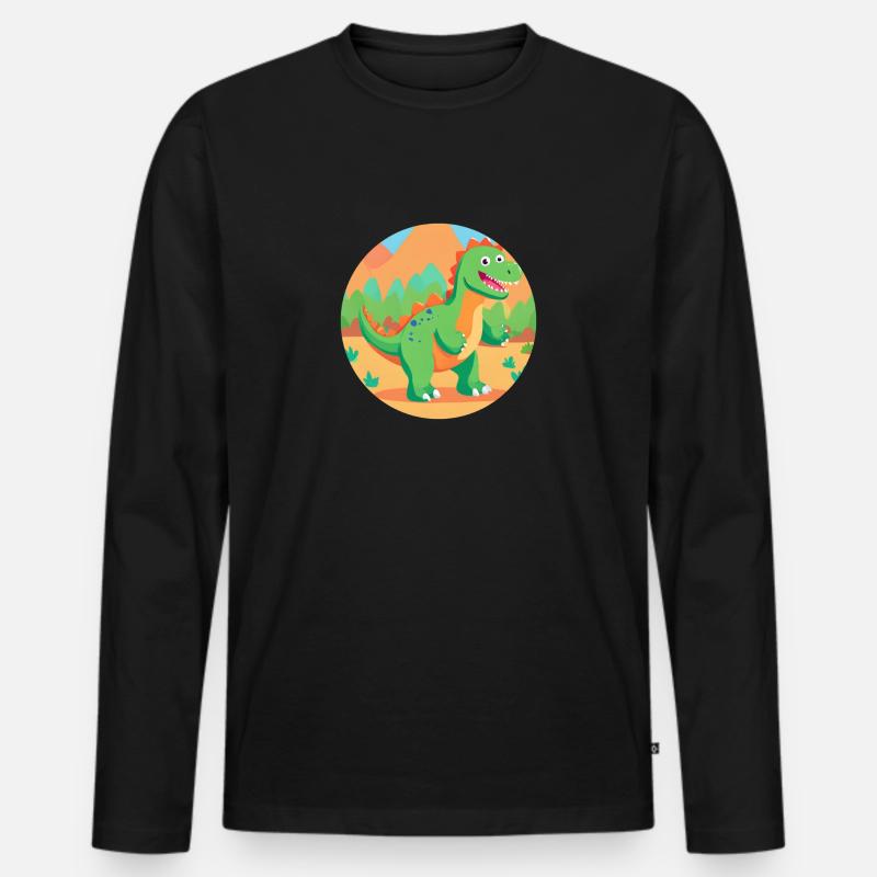 Dschungel-Dino-Spaß - Männer Premium Bio Langarmshirt - Schwarz