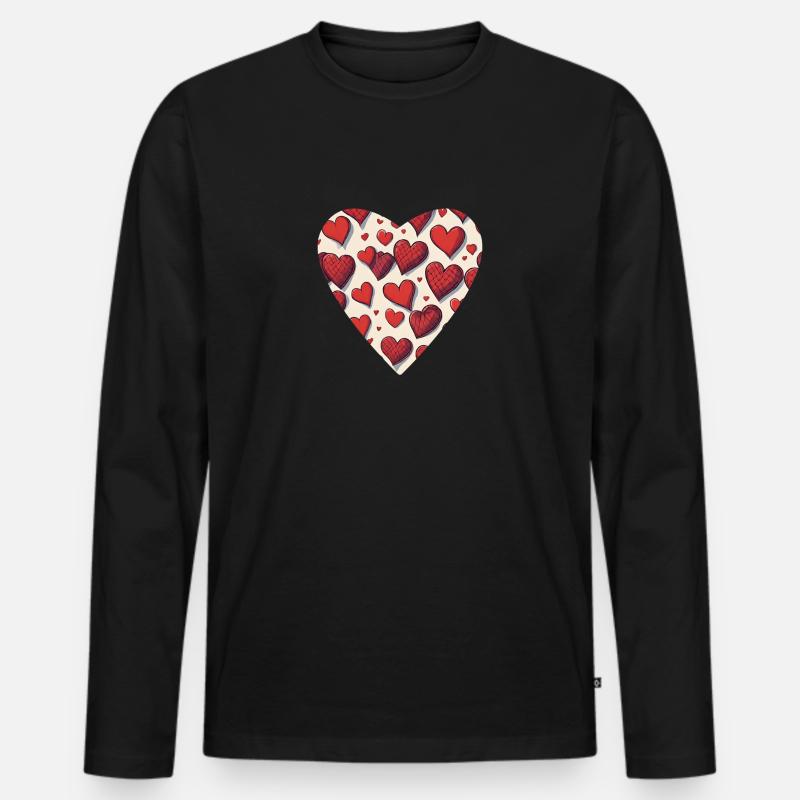 Geflecht der Herzen - Männer Premium Bio Langarmshirt - Schwarz