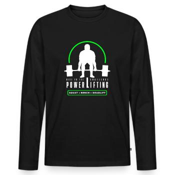 Powerlifting Deadlift - Rise to The Challenge - Men's Premium Organic Long Sleeve Shirt - black - Front - Nico (187cm)