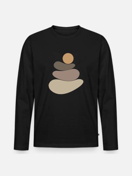 Brown stone/rock logo - Men's Premium Organic Long Sleeve Shirt - black