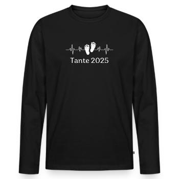 Aunt 2025 Heartbeat - Men's Premium Organic Long Sleeve Shirt - black - Front - Nico (187cm)