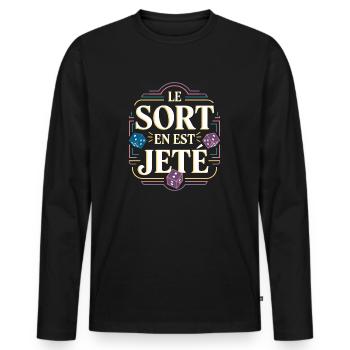 Le sort en est jeté - T-shirt manches longues Premium bio Homme - noir - Devant - Nico (187cm)
