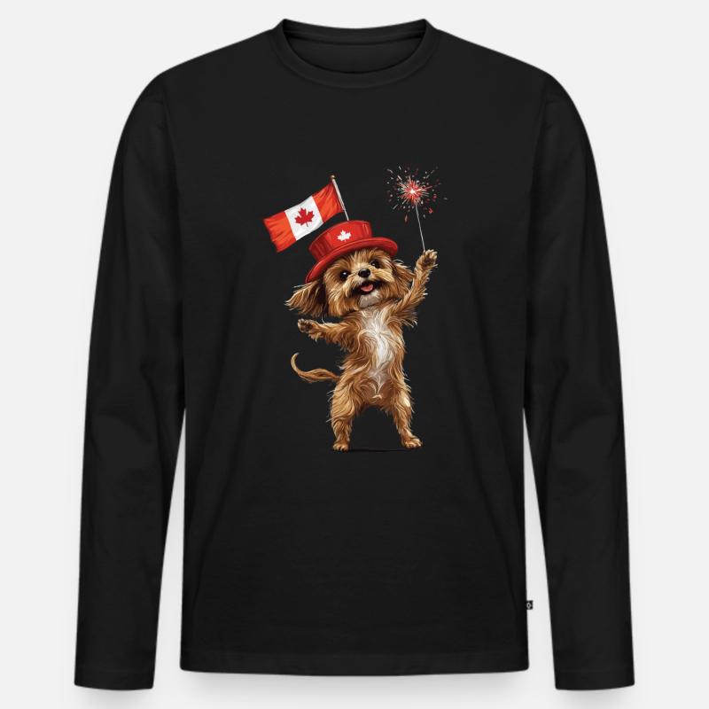 Hund - Männer Premium Bio Langarmshirt - Schwarz