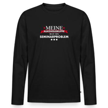 Seminargruppe - Studenten - Universität - Männer Premium Bio Langarmshirt - Schwarz - Vorne - Nico (187cm)