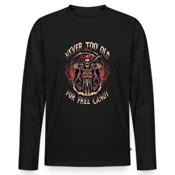 Halloween Motorcycle Grim Reaper - Men's Premium Organic Long Sleeve Shirt - black - Front - Nico (187cm)