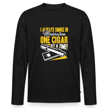 Cigar Smoking One Cigar At A Time - Men's Premium Organic Long Sleeve Shirt - black - Front - Nico (187cm)