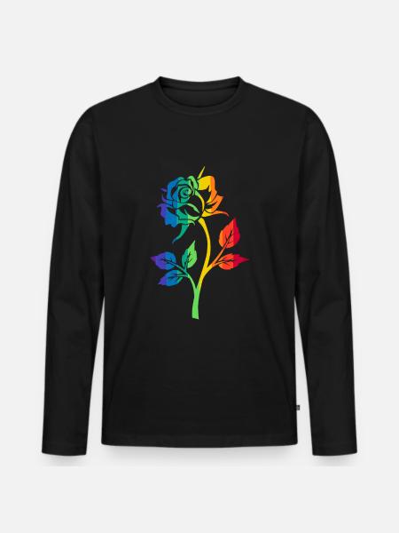 RAINBOW ROSE - Men's Premium Organic Long Sleeve Shirt - black