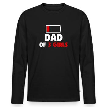 Papa de 3 filles - T-shirt manches longues Premium bio Homme - noir - Devant - Nico (187cm)