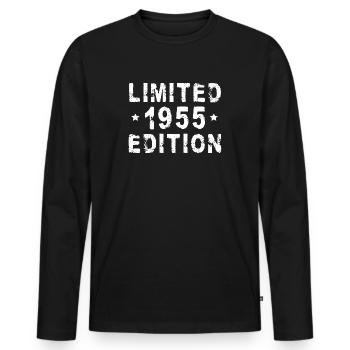 Édition limitée 1955 - Design d’anniversaire - T-shirt manches longues Premium bio Homme - noir - Devant - Nico (187cm)