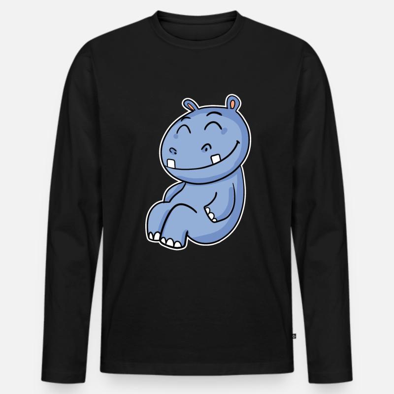 Nilpferd Flusspferd - Männer Premium Bio Langarmshirt - Schwarz