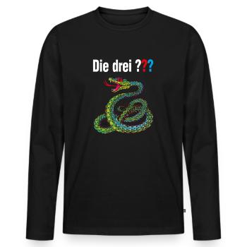 Die Drei ??? und die singende Schlange - Männer Premium Bio Langarmshirt - Schwarz - Vorne - Nico (187cm)