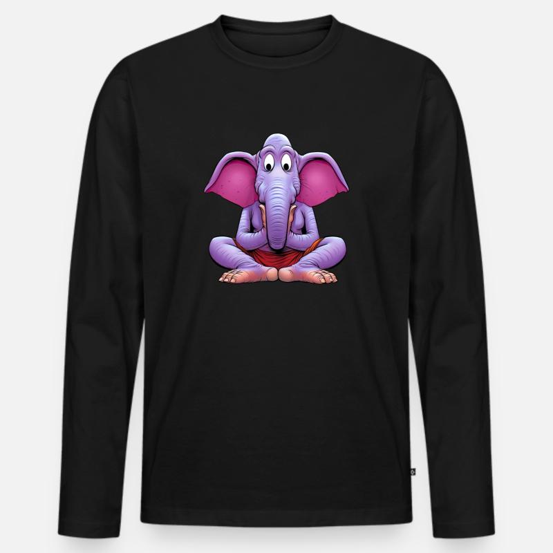 Elefant Yogi - Männer Premium Bio Langarmshirt - Schwarz