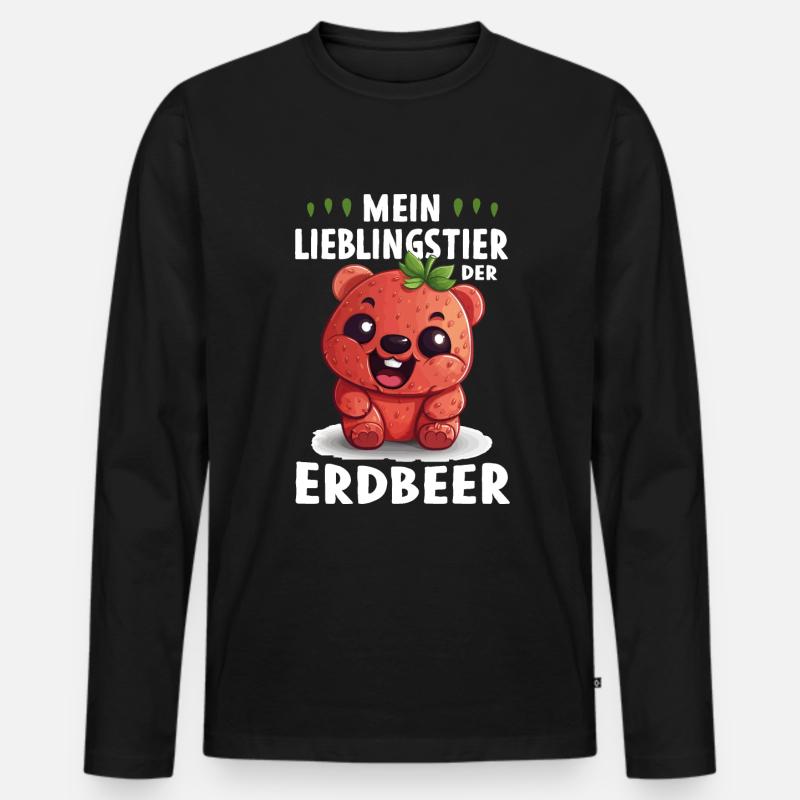 Lustige Sprüche Erdbeere Früchte - Männer Premium Bio Langarmshirt - Schwarz