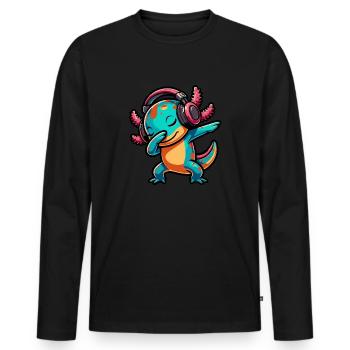 Dabbing Axolotl - T-shirt manches longues Premium bio Homme - noir - Devant - Nico (187cm)