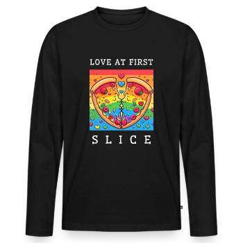 Liebe auf den ersten Schnitt - Männer Premium Bio Langarmshirt - Schwarz - Vorne - Nico (187cm)