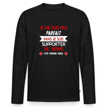 JE SUIS SUPPORTER DE REIMS - T-shirt manches longues Premium bio Homme - noir - Devant - Nico (187cm)