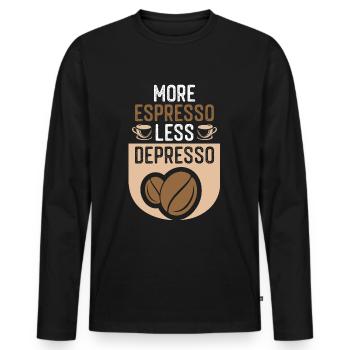 Espresso, Coffee, Kaffee, Latte, Weihnachten, Fun - Männer Premium Bio Langarmshirt - Schwarz - Vorne - Nico (187cm)