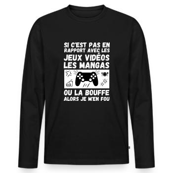 jeux vidéos mangas bouffe cadeau anniversaire - T-shirt manches longues Premium bio Homme - noir - Devant - Nico (187cm)