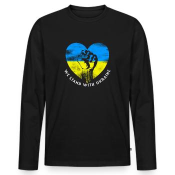 Ukraine - T-shirt manches longues Premium bio Homme - noir - Devant - Nico (187cm)