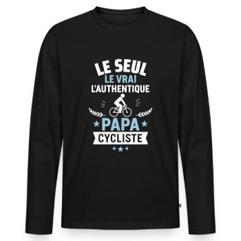 Papa cycliste authentique Fête des pères vélo - T-shirt manches longues Premium bio Homme - noir - Devant - Nico (187cm)