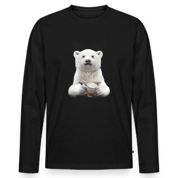 BARISTA (EBENE) - Männer Premium Bio Langarmshirt - Schwarz - Vorne - Nico (187cm)