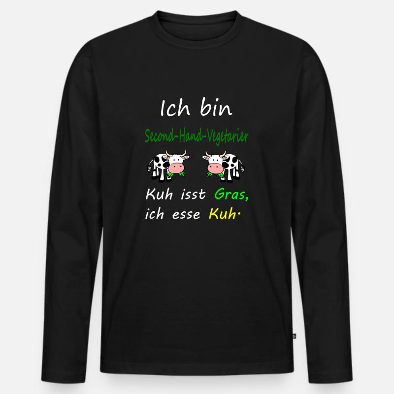 Kuh - Männer Premium Bio Langarmshirt - Schwarz