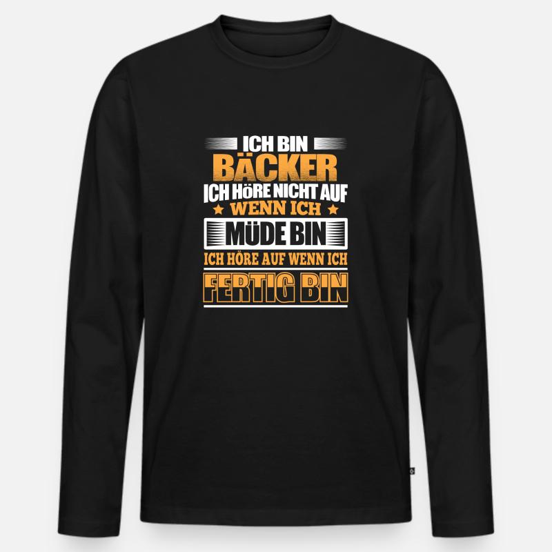 BÄCKER - Der Fertigsteller - Männer Premium Bio Langarmshirt - Schwarz