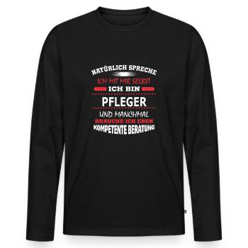 PFLEGER - Männer Premium Bio Langarmshirt - Schwarz - Vorne - Nico (187cm)
