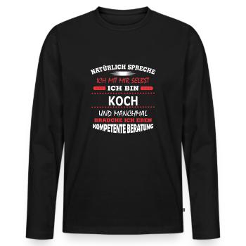 KOCH - Männer Premium Bio Langarmshirt - Schwarz - Vorne - Nico (187cm)