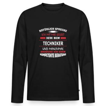 TECHNIKER - Männer Premium Bio Langarmshirt - Schwarz - Vorne - Nico (187cm)