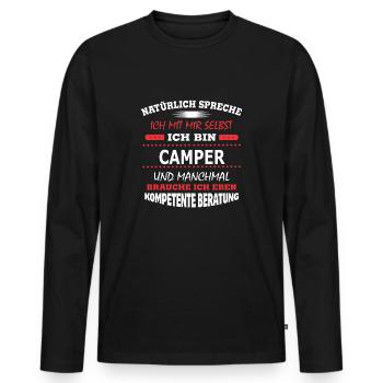 CAMPER - Männer Premium Bio Langarmshirt - Schwarz - Vorne - Nico (187cm)