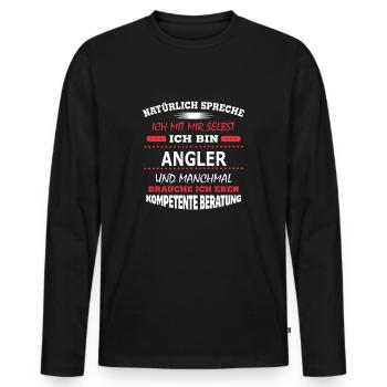 ANGLER - Männer Premium Bio Langarmshirt - Schwarz - Vorne - Nico (187cm)