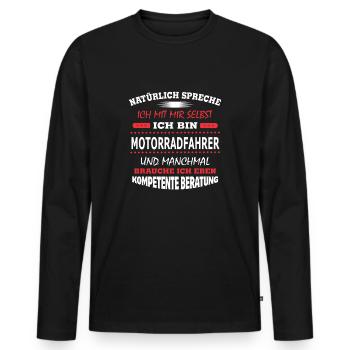 MOTORRADFAHRER - Männer Premium Bio Langarmshirt - Schwarz - Vorne - Nico (187cm)