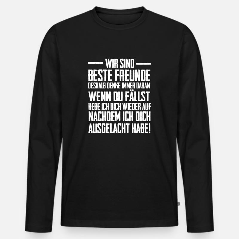 Wir sind beste Freunde - Männer Premium Bio Langarmshirt - Schwarz