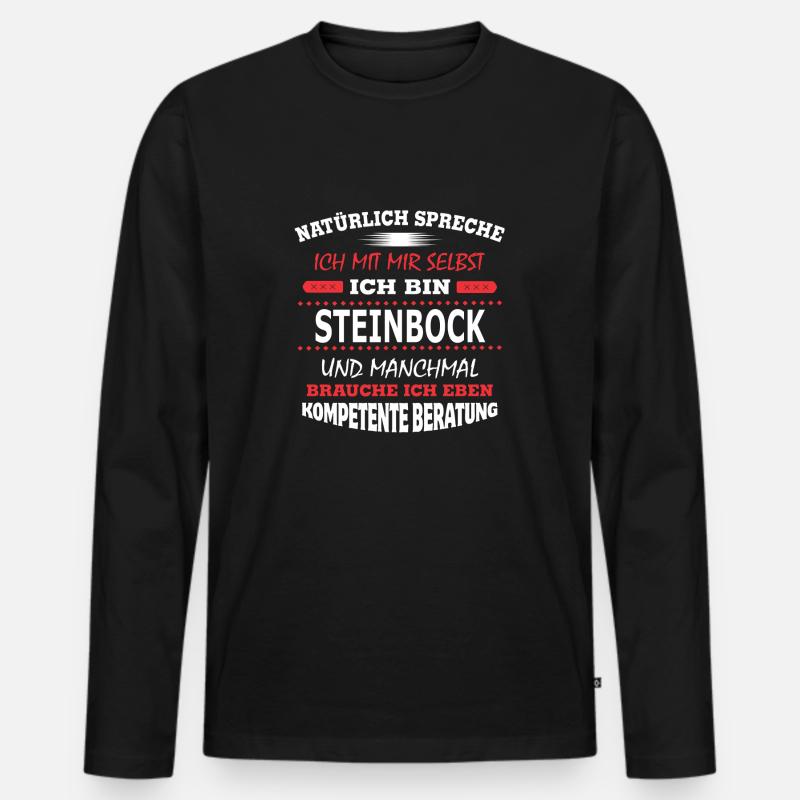 STEINBOCK - Männer Premium Bio Langarmshirt - Schwarz