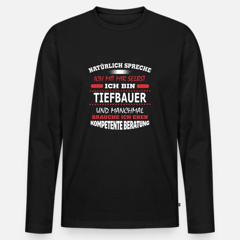 TIEFBAUER - Männer Premium Bio Langarmshirt - Schwarz