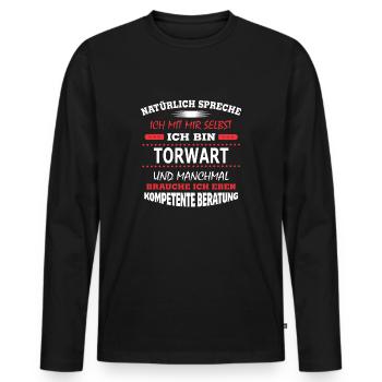 TORWART - Männer Premium Bio Langarmshirt - Schwarz - Vorne - Nico (187cm)
