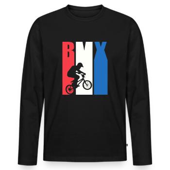 Cool retro BMX design - Men's Premium Organic Long Sleeve Shirt - black - Front - Nico (187cm)